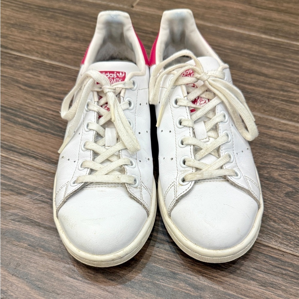 Adidas Stan Smith Sneaker Big Kids/Womens 4.5‎ White Pink Low Top Leather
